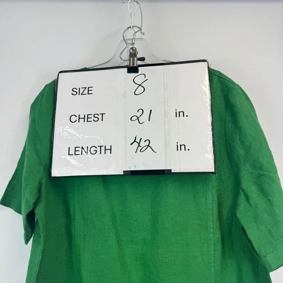 Seasalt Cornwall Painting Class Dress Green 100% Linen Midi Pocket Shift US 8 - Picture 3 of 14